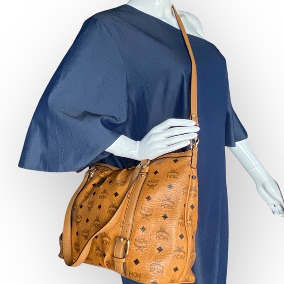 MCM Tan Visetos Convertible Shopper Tote Bag - Picture 5 of 16